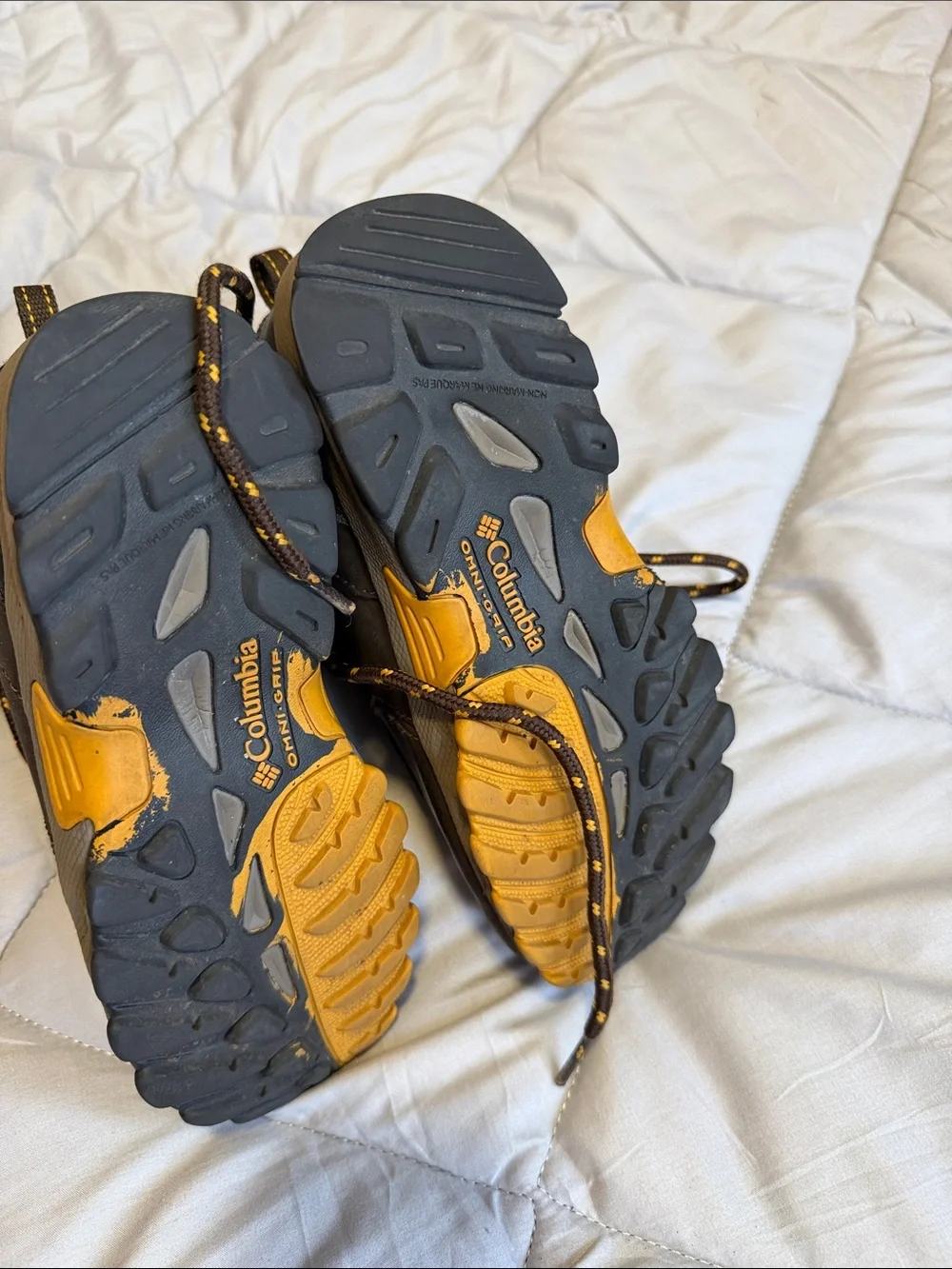 Columbia Brown Kids' Hiking Boots with Yellow Accents